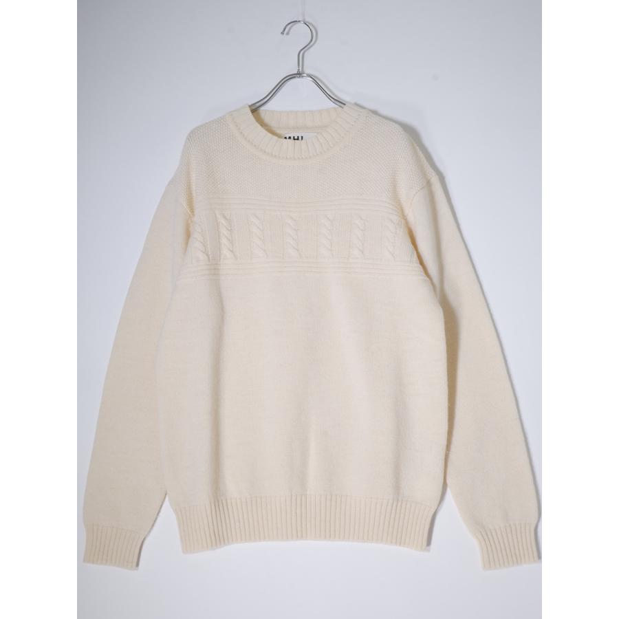 MHL. MARGARET HOWELLマーガレットハウエル Basic Wool Cable Knit 
