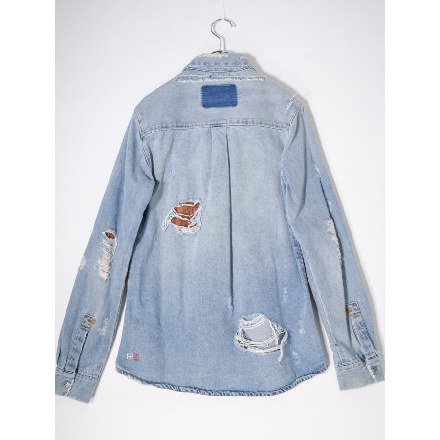 Ksubiスビ Ron Hermanロンハーマン別注 Damage Denim Shirt Ksubiスビ Ron Hermanロンハーマン別注 Damage Denim Shirt