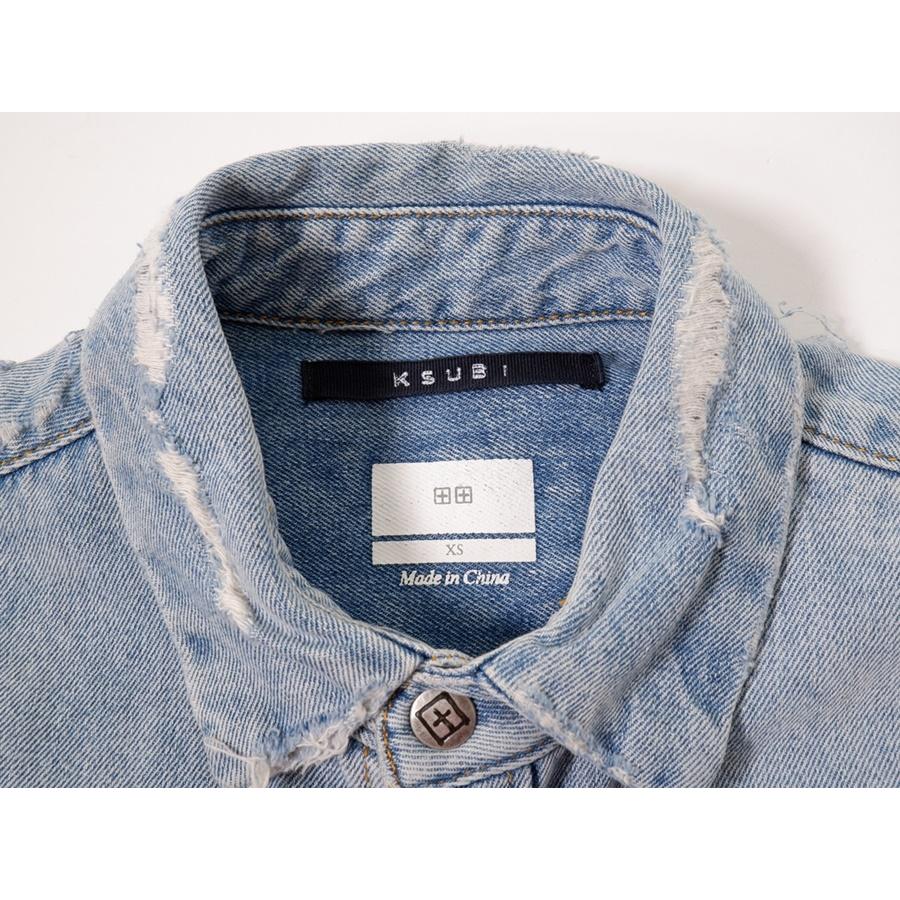 Ksubiスビ Ron Hermanロンハーマン別注 Damage Denim Shirt Ksubiスビ Ron Hermanロンハーマン別注 Damage Denim Shirt