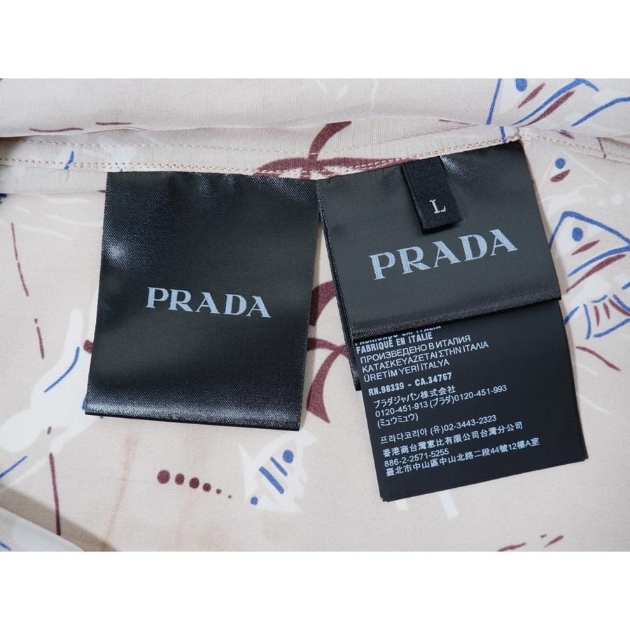 PRADAプラダ 2025 プリントシルクブレンド ボウリングシャツ(半袖)【L】【MSHA80370】 PRADAプラダ 2025 プリントシルクブレンド ボウリングシャツ(半袖