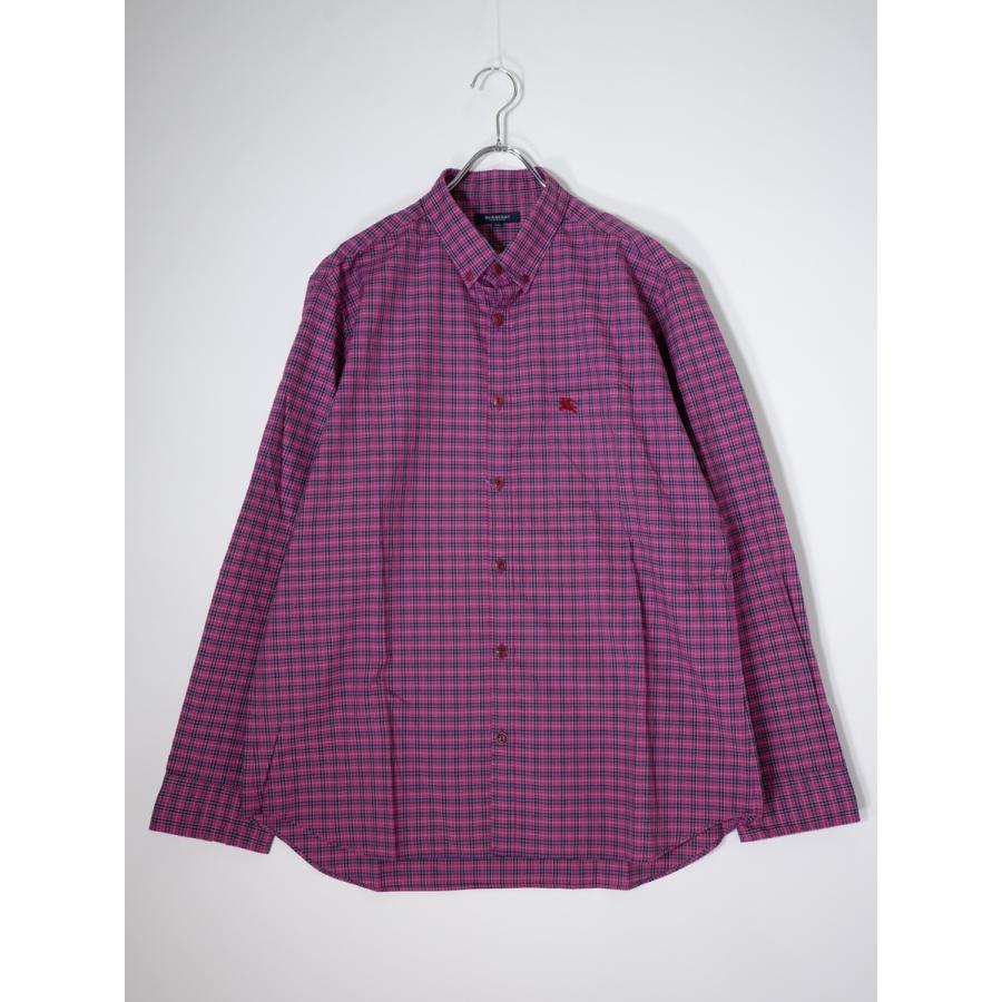 BURBERRY LONDONバーバリー ロンドン 日本製 ホースマーク刺繍 製品洗いコットン チェックボタンダウン長袖シャツ【LL】【MSHA81895】 BURBERRY LONDONバーバリー ロンドン 日本製 ホースマーク刺繍 製品