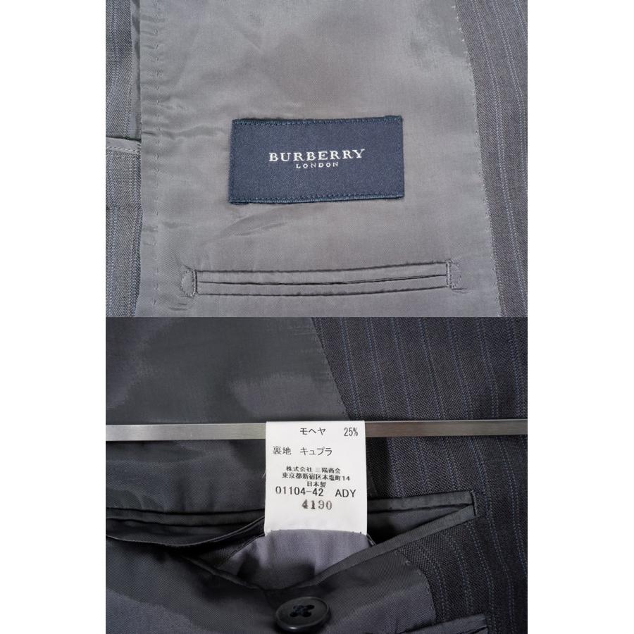 BURBERRY LONDONバーバリー ロンドン 日本製 上質羊毛ウールモヘヤ ストライプスーツ セットアップ ジャケットパンツ[MSTA78866]_6