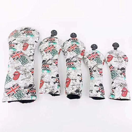 ドライバー ウッド ユーティリティ 5点セット Fw Dr用 Fw用 Ut用 ゴルフ スカル England国旗 Ut用 ファイナルショッピング Ut用 Fw ヘッドカバー 高級pu革