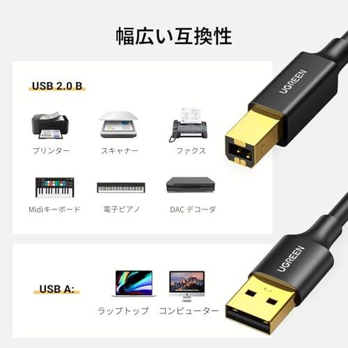 UGREEN プリンターケーブル USBケーブル abタイプ プリンター配線 5M Epson Canon Brother HPなどの複合機｜finalshopping｜02