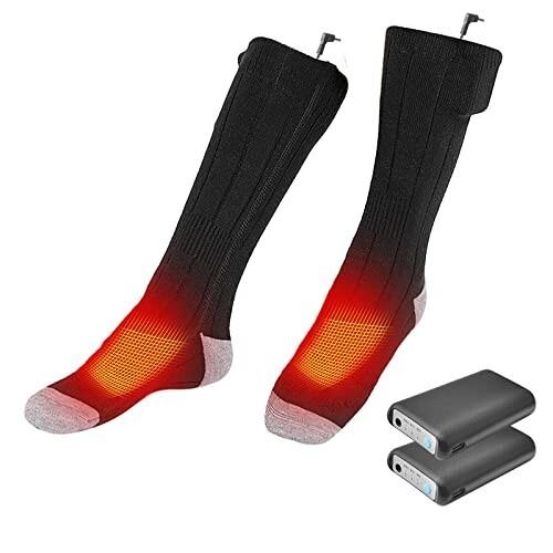 電熱ソックス 驚きの値段 2021新型発熱糸設計 電熱靴下 3Dリング状加熱 ずっと気になってた 電気加熱靴下 暖かい靴下 冬 4000mAhバッテリー付き