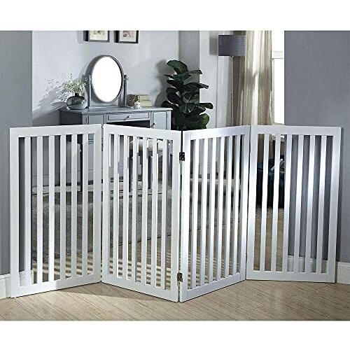unipaws ハイタイプペットゲート置くだけ木製バリア、犬用フェンス 、白い unipaws ハイタイプペットゲート置くだけ木製バリア 犬用フェンス 5cm 長さ203cm