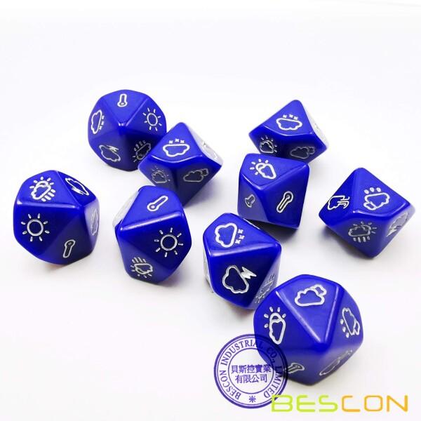 Bescon's Emotion, Weather and Direction Dice Set, 3 piece Proprietary Polyhedral RPG Dice Set in Blue, Green, Yellow｜finalshopping｜04