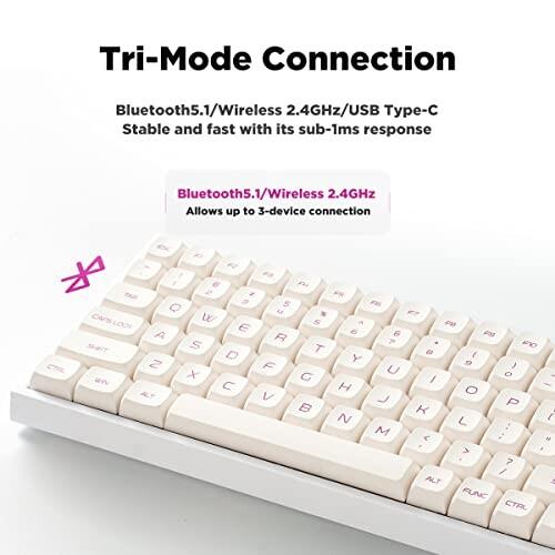 YUNZII YZ84 75％ホットスワップ可能メカニカルキーボード 2.4G / USB-C/Bluetoothキーボード RGBバックラ USB YUNZII YZ84 75％ホットスワップ可能メカニカルキーボード 4G C/Bluetoothキーボード