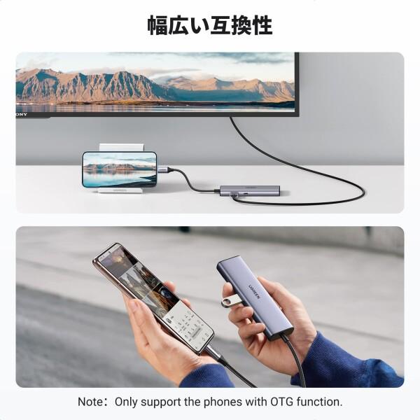 UGREEN USB Cハブ 4K@30Hz HDMI出力 7-IN-1 Type-Cアダプター 4K HDMI 100W Power Delivery ギガビットイーサネット L｜finalshopping｜05