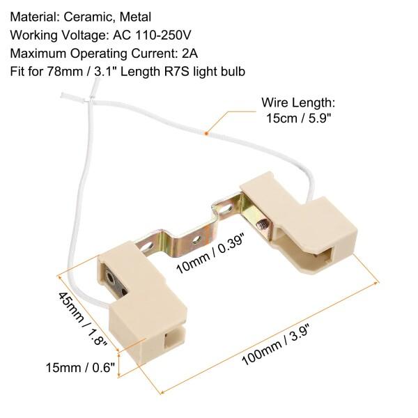 PATIKIL 78mm R7Sソケット 2個 セラミック ランプホルダー ハロゲンソケット 電球ベースコンバータ｜finalshopping｜02