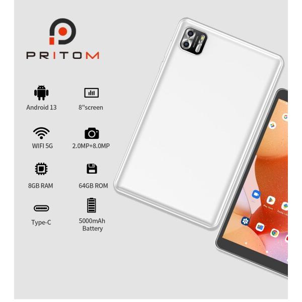 PRITOM B8 タブレット 8インチ Wifiモデル 8GB+64GB+528GB拡張可能 アンドロイドタブレット 8コアCPU MicroSD｜finalshopping｜03