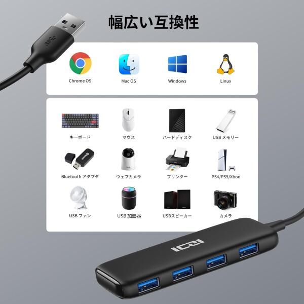ICZI USB3.0 ハブ 5ポート ，USB ハブ3.0 120cm 延長ケーブル 独特なデザイン Micro USB給電用ポート付き 5G｜finalshopping｜06