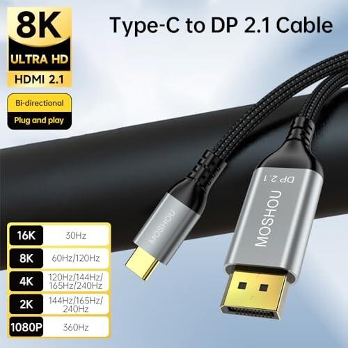 Sikai Type−C to DisplayPort 変換ケーブル 双方向伝送 DP 2.1 USB C DP ケーブル 変換ケーブルアダプタ 8K@60｜finalshopping｜03