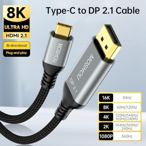 Sikai Type−C to DisplayPort 変換ケーブル 双方向伝送 DP 2.1 USB C DP ケーブル 変換ケーブルアダプタ 8K@60｜finalshopping｜04
