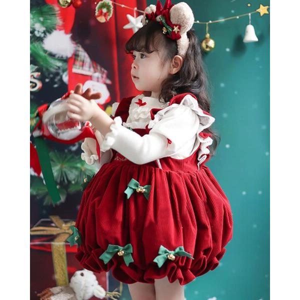 (ニューキング) クリスマス コスプレ 子供 衣装 お嬢様 ドレス/セーターセット秋冬服 サンタクロ｜finalshopping｜03