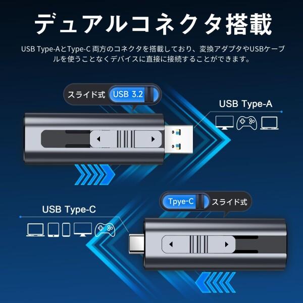 JNH ポータブル SSD 外付け 512GB 1050MB/s USB3.2 Gen2 10Gbps Type-A/Type-C 両対応 3D TLC スティックタイプ SSD｜finalshopping｜03