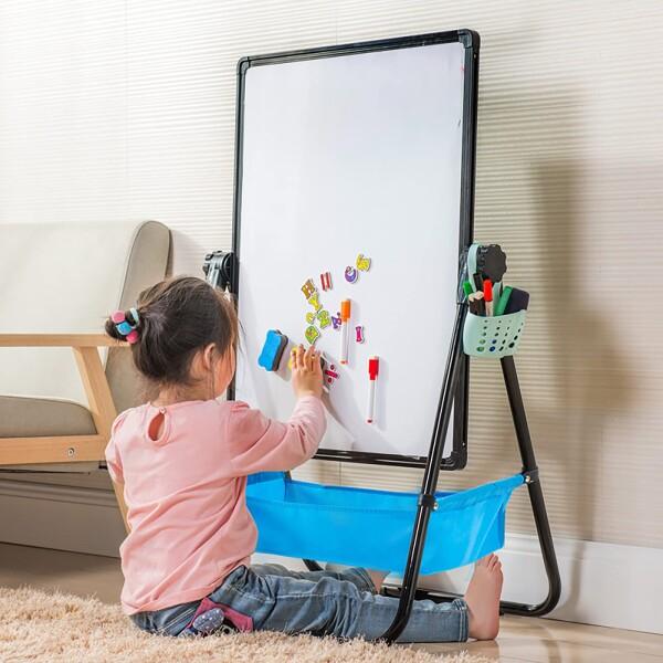 子供用イーゼル、黒板とホワイトボード両面的に使える、鉄製、折りたたみ式、360度回転、収納｜finalshopping｜07