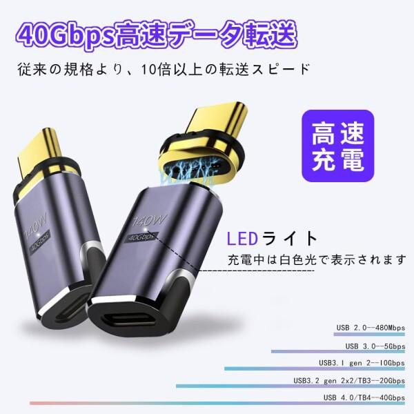 YFFSFDC USB-Cマグネット式 Type C 変換アダプタ USB4.0 自動吸着 マグネット 8K@60Hz映像出力 40Gbps高速デ｜finalshopping｜03