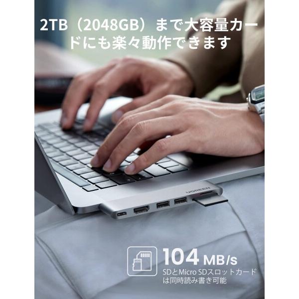 UGREEN USB Cハブ MacBook Pro Air専用 6-in-2 USB-C変換アダプター 4K HDMIを搭載した SD/TFカードリーダー USB 3｜finalshopping｜07