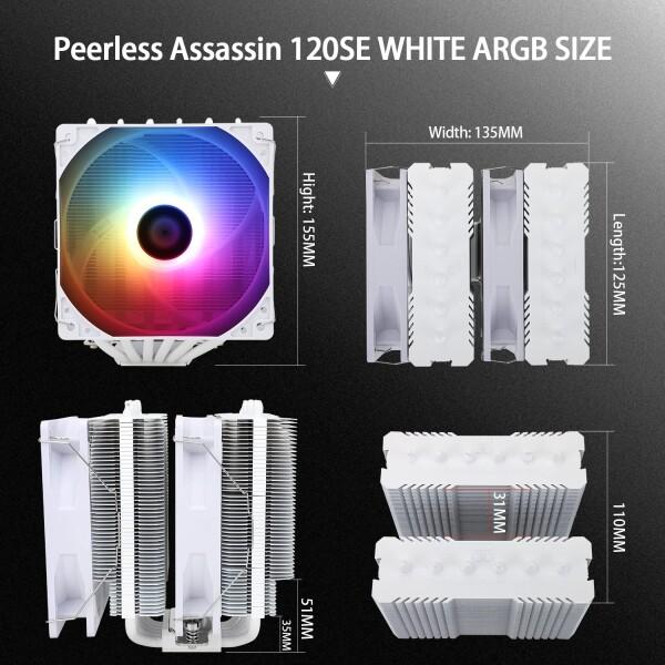 Thermalright Peerless Assassin 120 SE WHITE ARGBホワイトCPUエアクーラー、PA120 SE WHITE ARGBホワイト、6本のホ｜finalshopping｜04