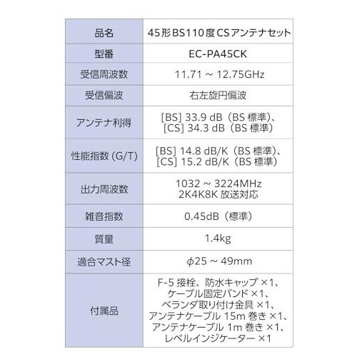 DXアンテナ bsアンテナ BS・110度CSアンテナセット 45形 2K 4K DXアンテナ bsアンテナ BS・110度CSアンテナセット 45形 2K 4K