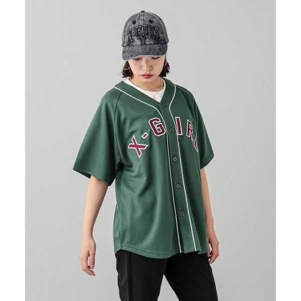(エックスガール) カジュアル BASEBALL SHIRT レディース GREEN