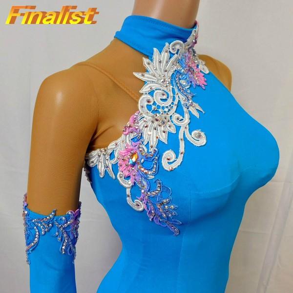 社交ダンス スタンダードドレス アトリエヒロコ製 新品 ターコイズ