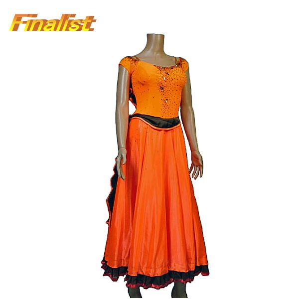 社交ダンス 中古パソドレス ヤナギダ製 オレンジ : 社交ダンスファイナ