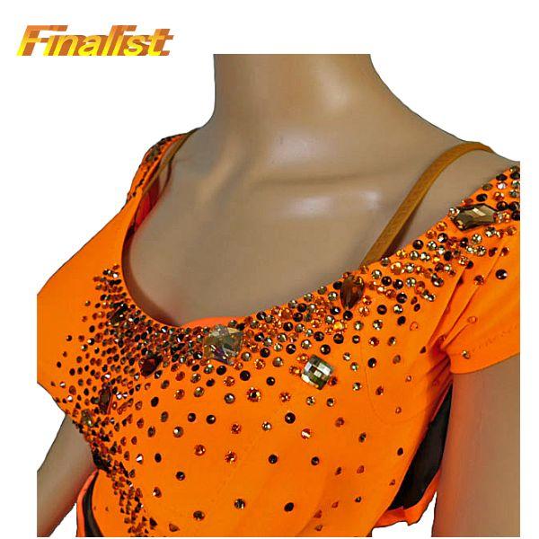 社交ダンス 中古パソドレス ヤナギダ製 オレンジ : 社交ダンスファイナ