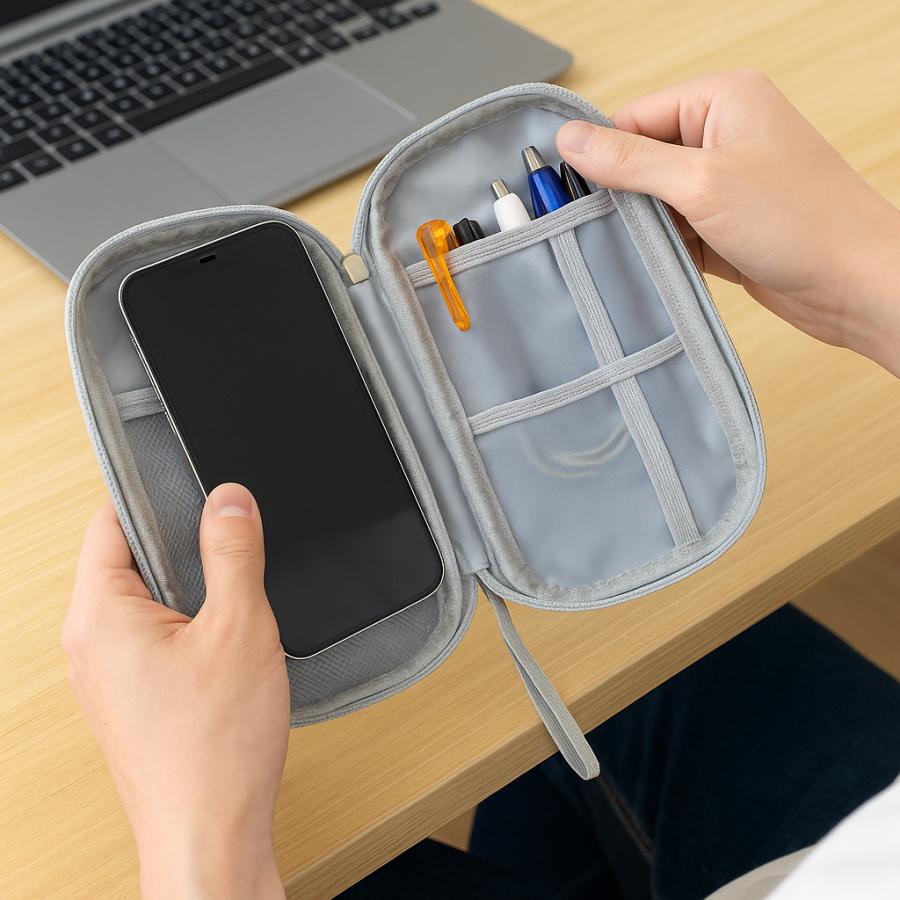 小物入れ ポーチ ペンケース パスポート 携帯 バッグ 持ち運び用 収納 ケース ケーブル モバイルバッテリー |  | 02