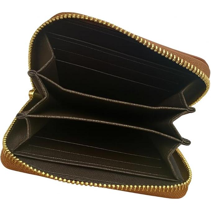 二つ折り財布 ファスナー メンズ レディース 小銭入れ 札束入れ コンパクト シンプル 無地 ブラウン |  | 01