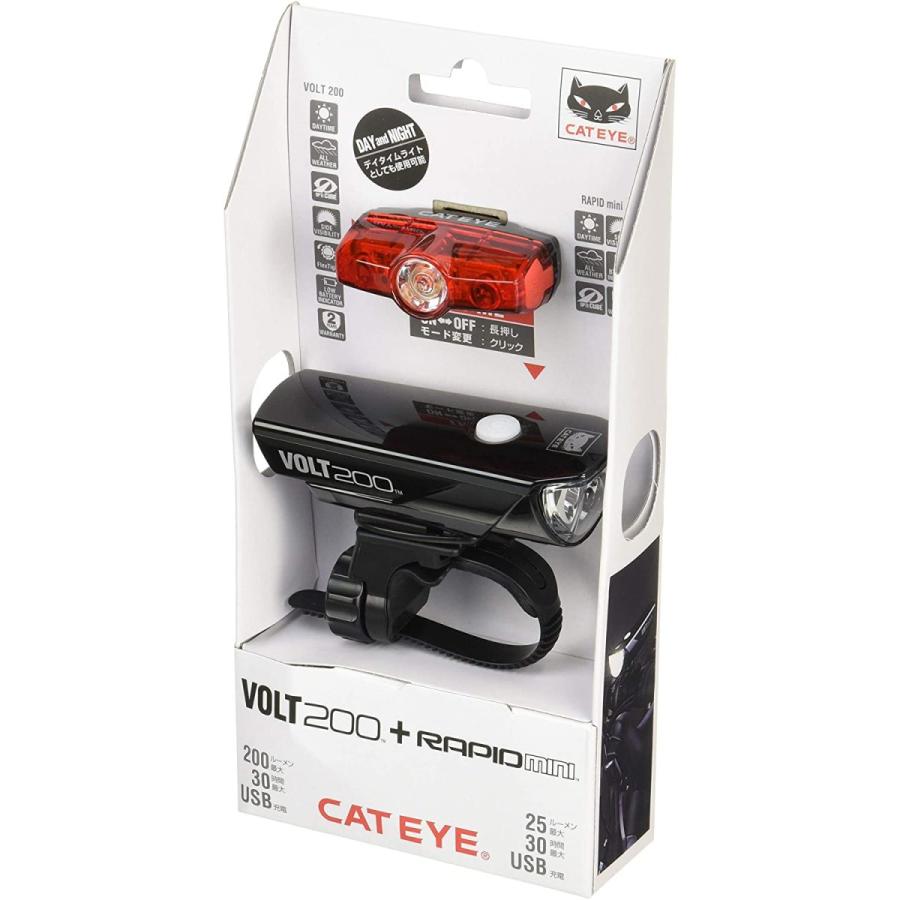 CAT EYE キャットアイ LEDヘッドライト&テールライトセット ライトキット VOLT200+RAPID mini SET USB充電式｜find-shop