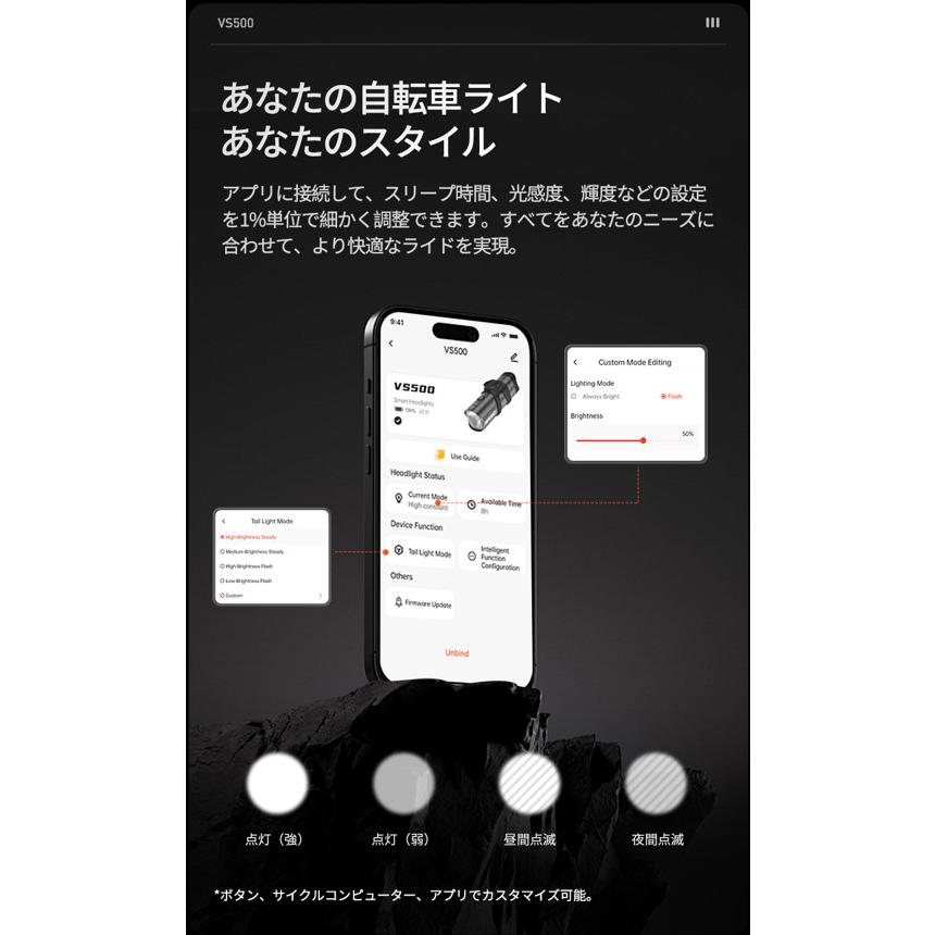 iGPSPORT アイジーピースポーツ スマートフロントライト VS500 ソフト