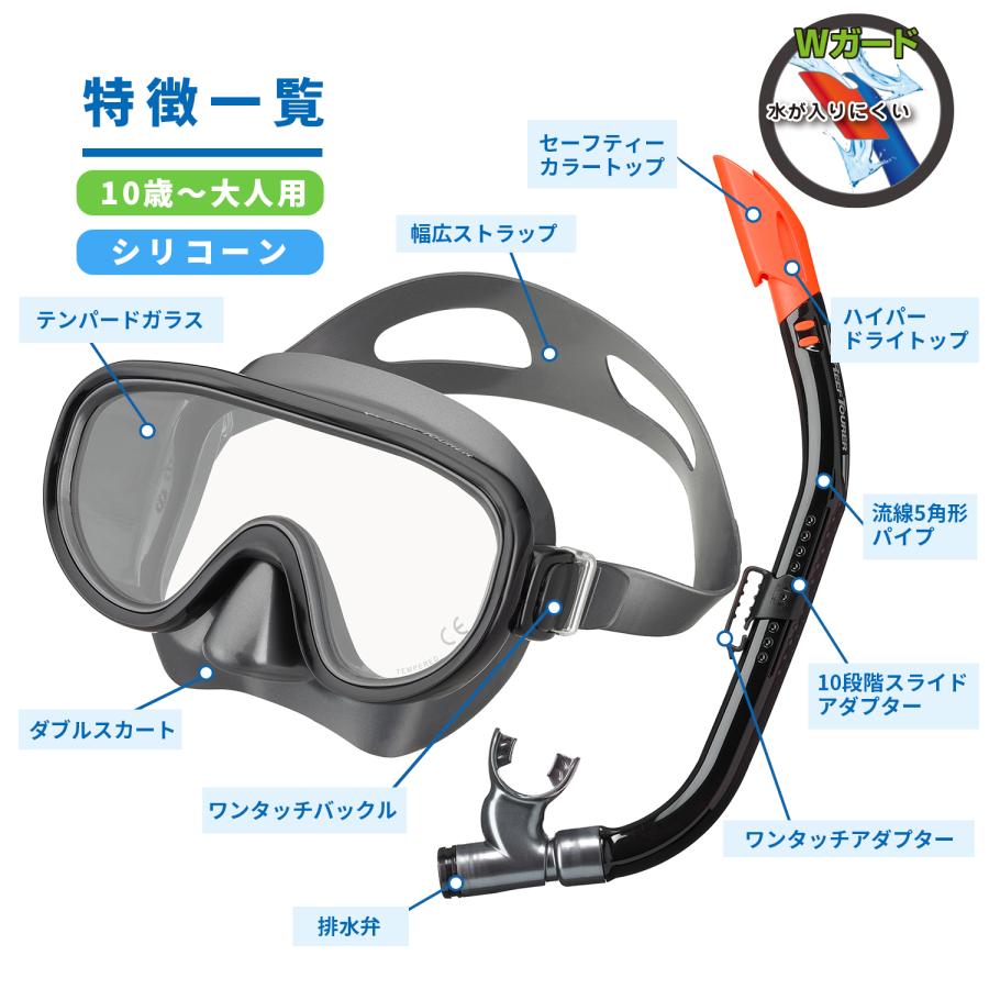 seacなどシュノーケル用4つフィンまとめて SEAC/シアック REVERSE Dry Snorkel スキューバダイビング 軽器材