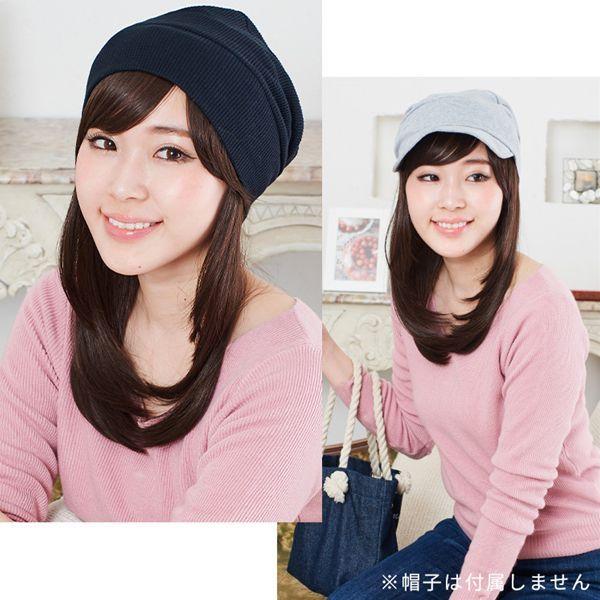 アクアドール 前髪取り外し式髪付き帽子ミディアムレイヤー人毛MIX