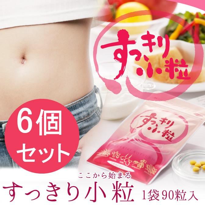すっきり小粒 90粒入 6個セット (メール便送料無料) 栄養機能食品 食物繊維 ダイエット 乳酸菌 オリゴ糖 美容 アミノ酸 酒粕