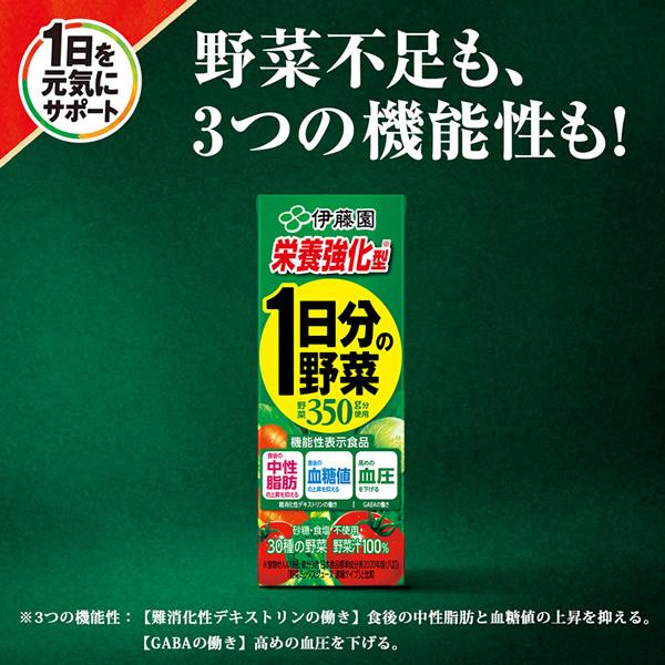【機能性表示食品】栄養強化型 1日分の野菜 紙パック 200ml  24本入 (送料無料) | 伊藤園 | 01