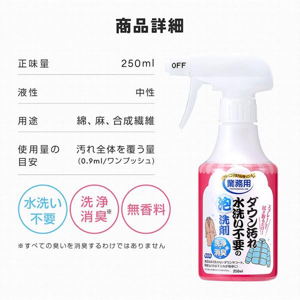 ダウン汚れ水洗い不要の泡洗剤 (送料無料) 泡洗剤 洗濯洗剤 そで汚れ 汚れ落とし 皮脂汚れ 食べこぼし コート スーツ ダウンジャケット ソファ カバン | ブランド登録なし | 09