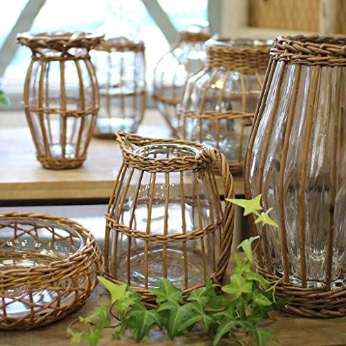 Spice Of Life スパイス 花瓶 かご編み フラワーベース Fontaine ボトル 直径10cm 高さ22cm 現金特価