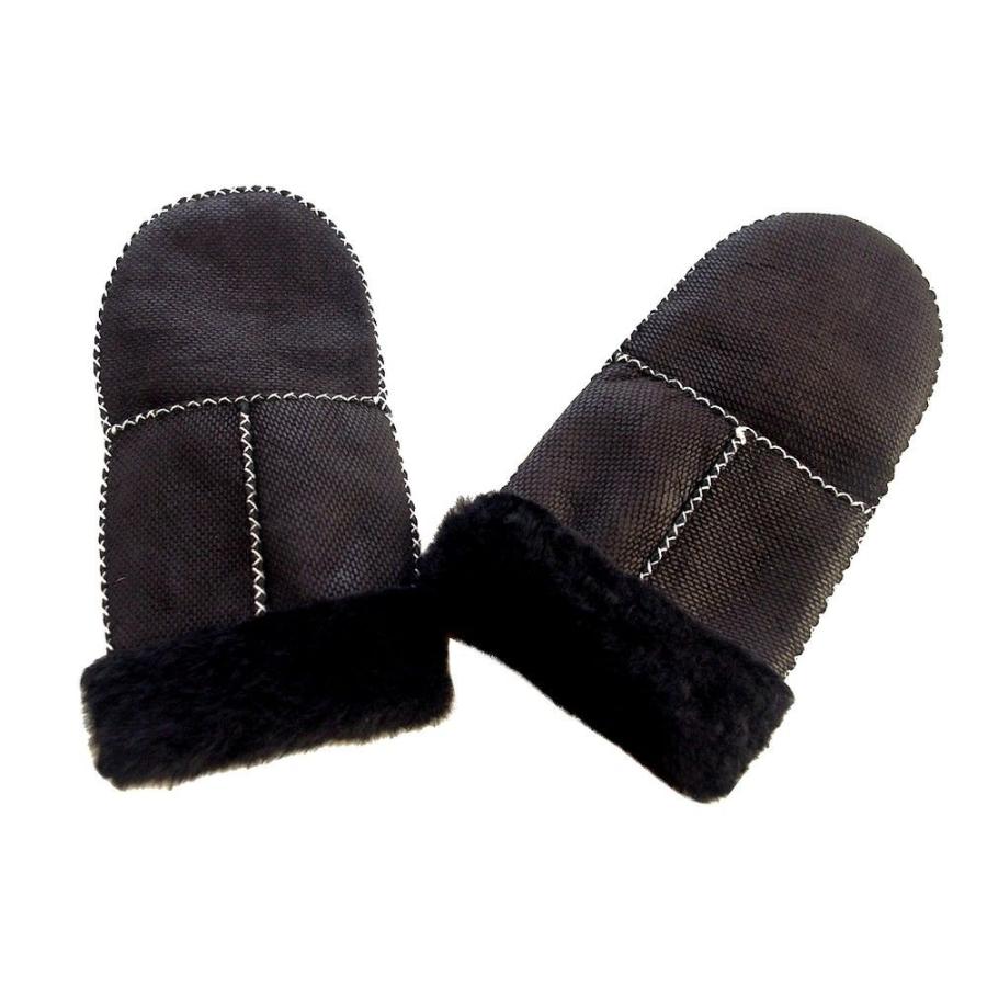 新作　本革ムートン　ブラック　レディースミトングローブ |  | 02