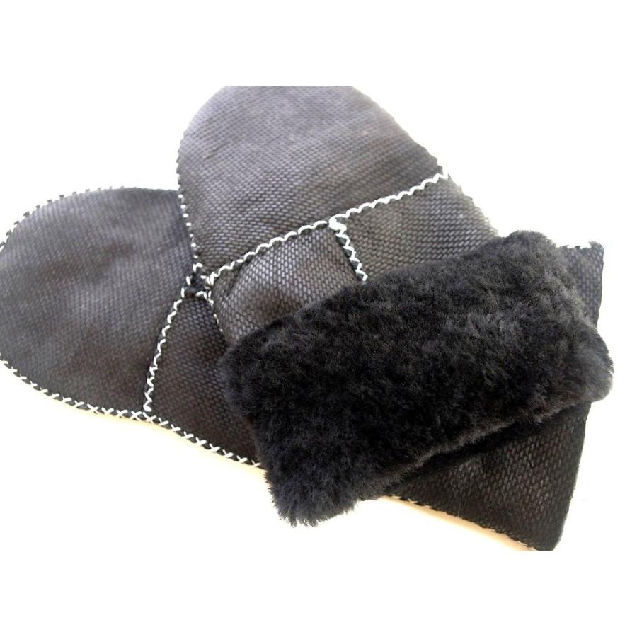 新作　本革ムートン　ブラック　レディースミトングローブ |  | 05