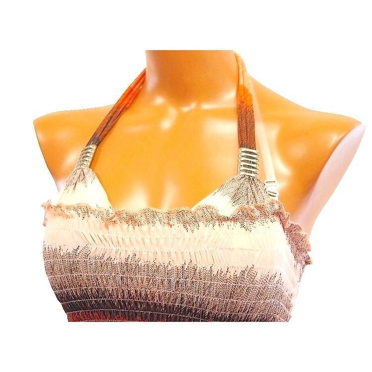 レディース水着　モザイクボーダー柄　スカート使いもできるワンピ付き　ビキニ3点セット　3カラー |  | 04