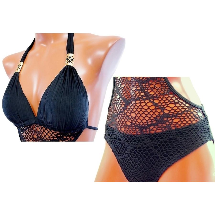 セクシーなビキニ風メッシュ　モノキニ　レディース　水着 　ブラック　 |  | 02