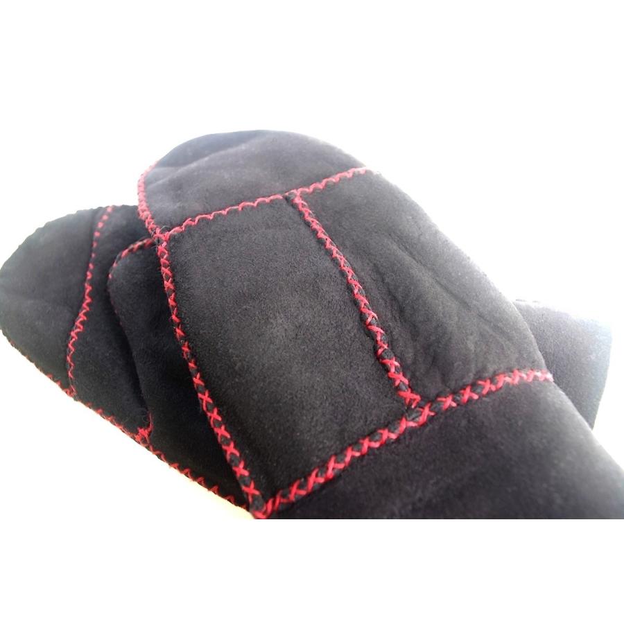 新色！本革ムートン　ブラック赤ステッチ　レディース　本革ムートンミトン |  | 02