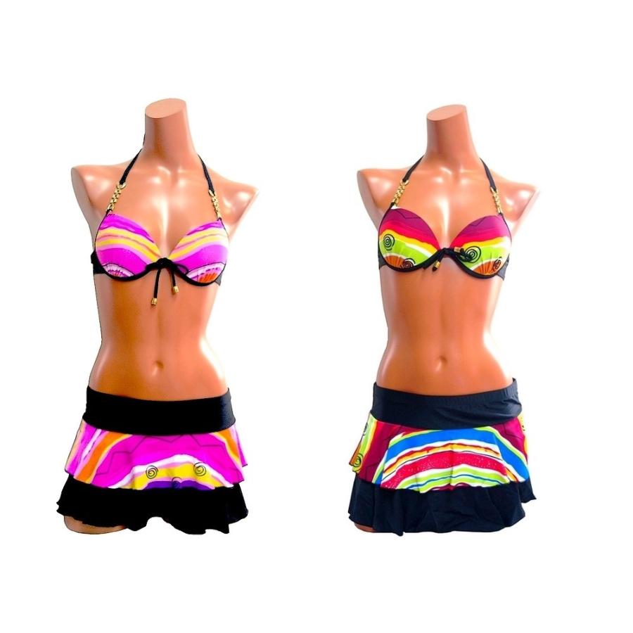 レディース水着　カラフルスカート一体2ピース　ワイヤー水着　2カラー |  | 01