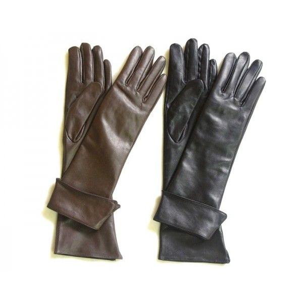 スマートフォン全指対応！☆ラムレザー人気の折り返し！液晶タッチ本革ロングレディース手袋2カラー　ipad他タッチパネル対応 |  | 01