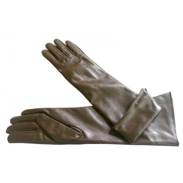 スマートフォン全指対応！☆ラムレザー人気の折り返し！液晶タッチ本革ロングレディース手袋2カラー　ipad他タッチパネル対応 |  | 02