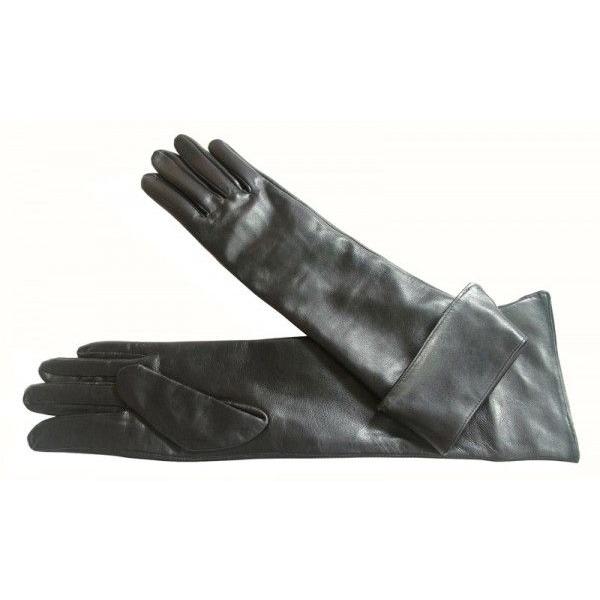 スマートフォン全指対応！☆ラムレザー人気の折り返し！液晶タッチ本革ロングレディース手袋2カラー　ipad他タッチパネル対応 |  | 03