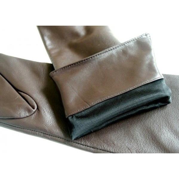 スマートフォン全指対応！☆ラムレザー人気の折り返し！液晶タッチ本革ロングレディース手袋2カラー　ipad他タッチパネル対応 |  | 05