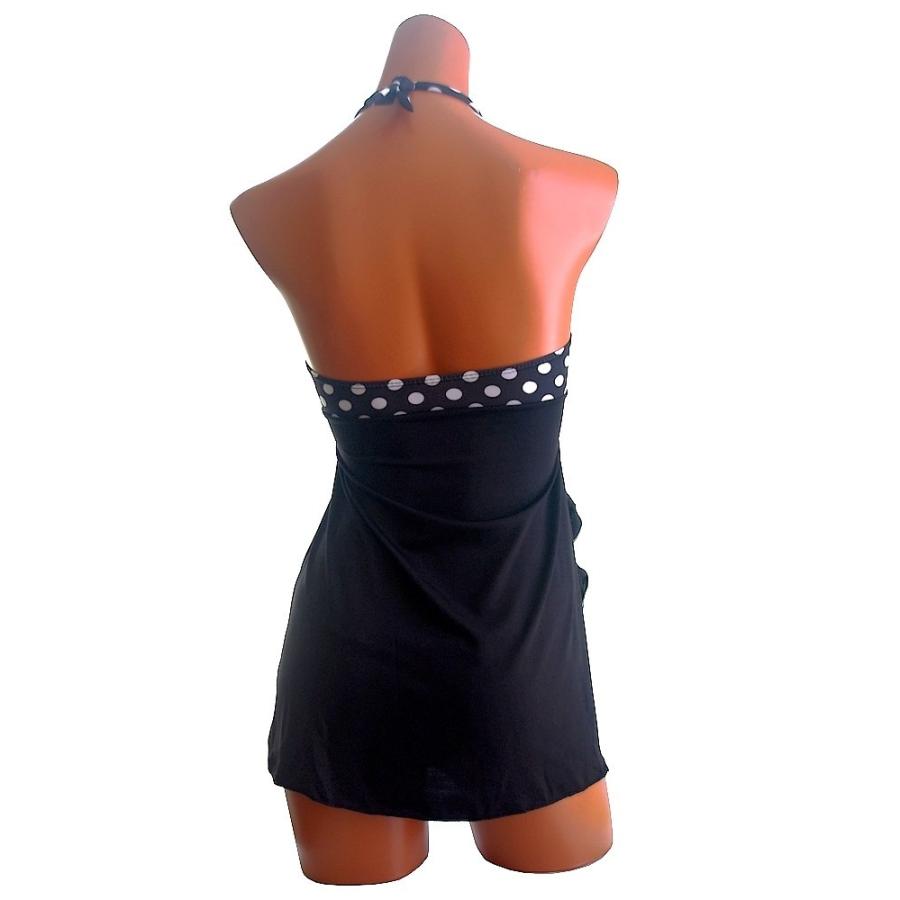 レディース水着　ドット柄フリルがキュート　セットアップ水着　ブラック |  | 02